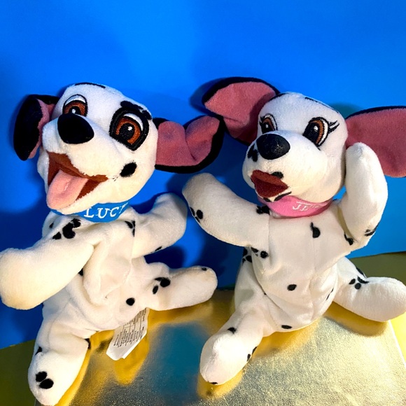 DISNEY STORE 90s COLLECTIBLE 101 DALMATIANS BEAN BAG PLUSH LUCKY & JEWEL PUPPIES - Picture 7 of 16